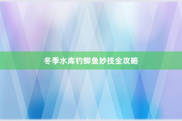 冬季水库钓鲫鱼妙技全攻略